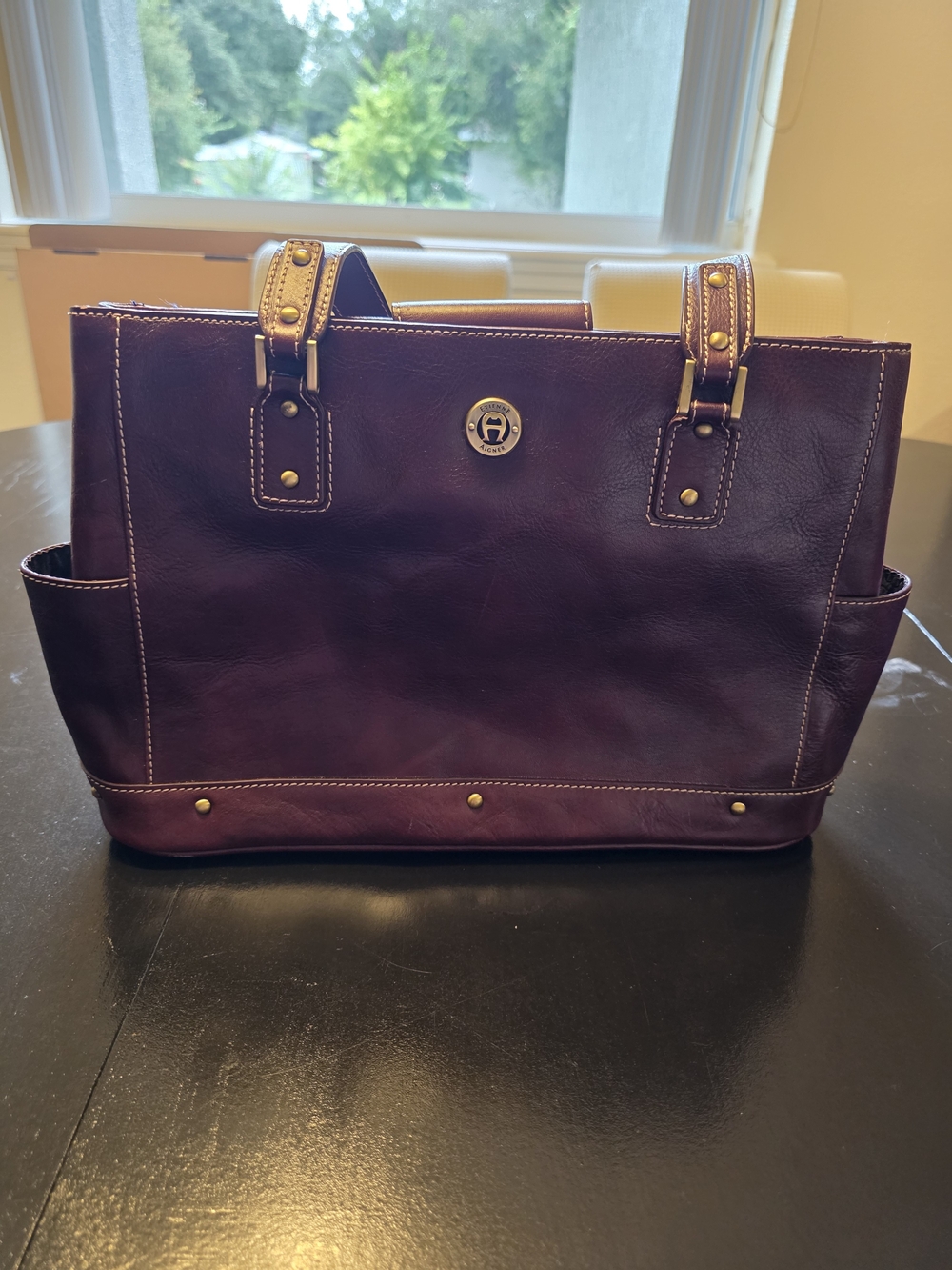 Beautiful Merlot Etienne Aigner Medium Genuine Leather Shoulder Handbag With Tag